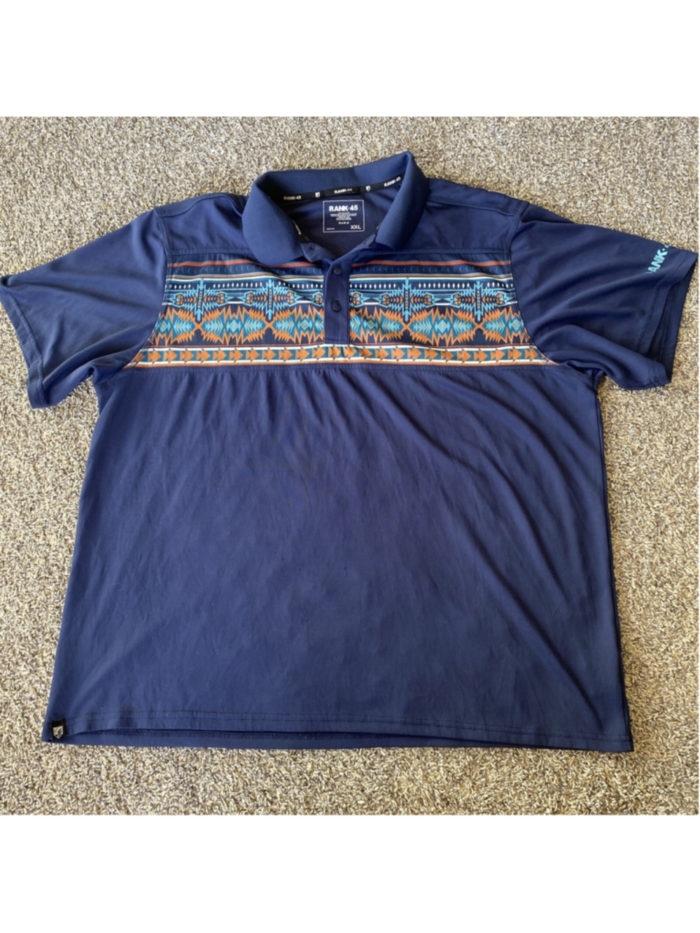 Rank 45 Men's 45Reg; Denton Color Block Short Sleeve Button-Down Polo Shirt -XXL